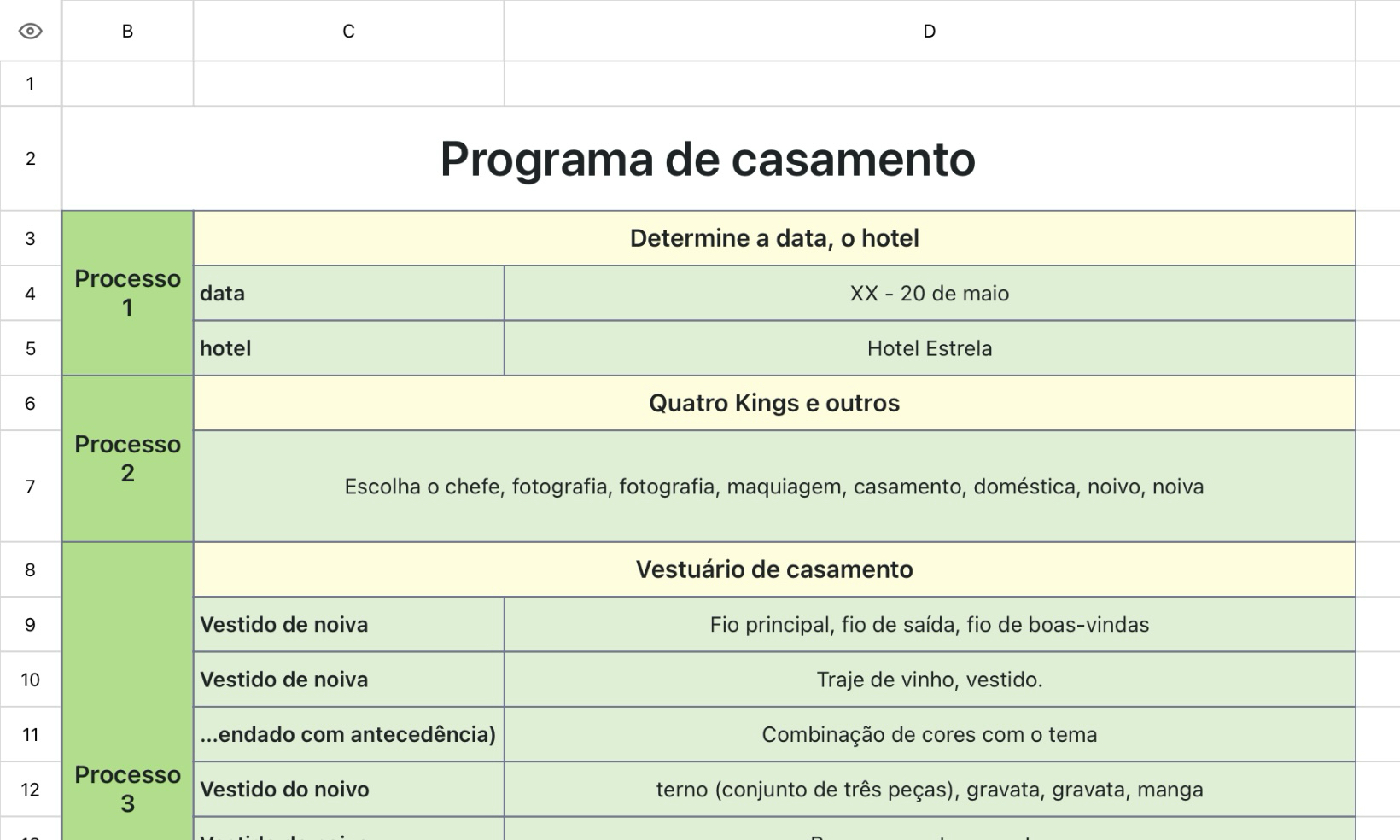 Programa de casamento